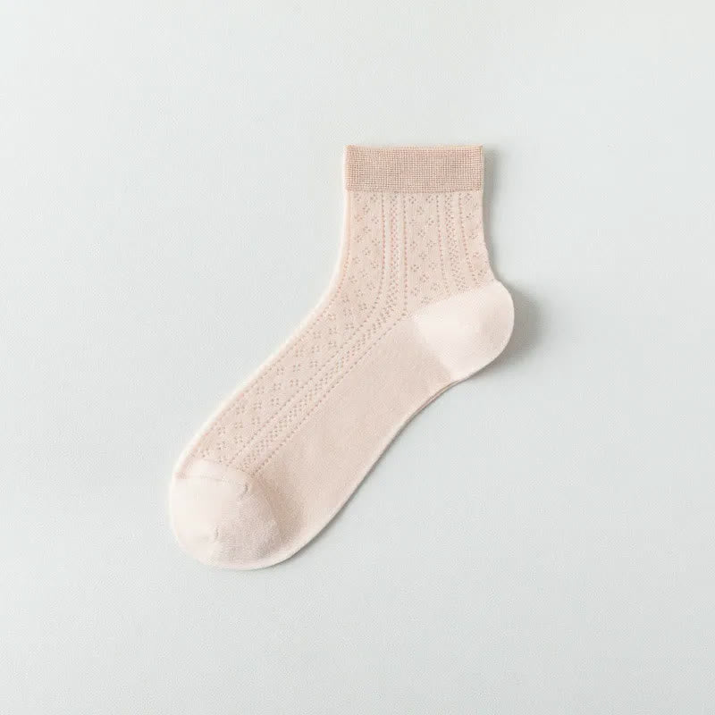Breathable Air Mesh Quarter Socks(7 Pairs) - Pink - EU36-40(US3-7) - image 11