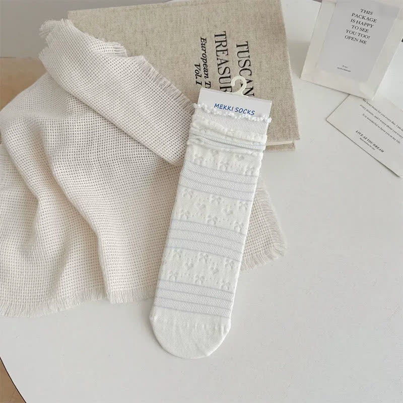 Soft Jacquard Quarter Socks(5 Pairs) - White - EU35-41(US2-7.5) - image 4