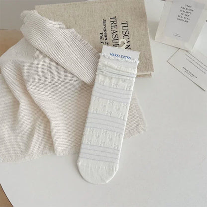 Soft Jacquard Quarter Socks(5 Pairs) - White - EU35-41(US2-7.5) - image 4