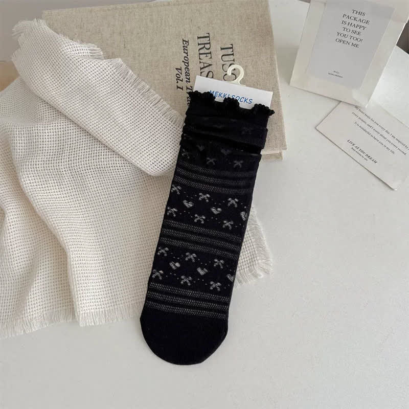 Soft Jacquard Quarter Socks(5 Pairs) - Black - EU35-41(US2-7.5) - image 5