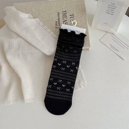 Soft Jacquard Quarter Socks(5 Pairs) - Black - EU35-41(US2-7.5) - image 5