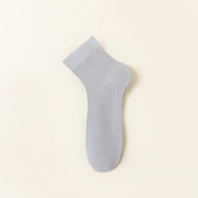 Sheer Mesh Ankle Socks(5 Pairs) - Light Gray - EU40-44(US7-10) - image 4
