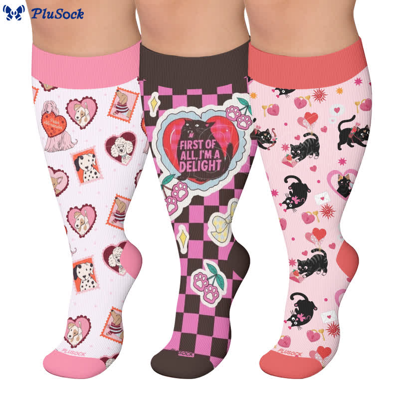 Plus Size Sweetheart Checkered Compression Socks - image 0