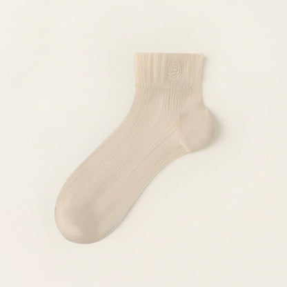 Sheer Rose Embroidered Ankle Socks(5 Pairs) - Khaki - EU35-39(US2-6) - image 9
