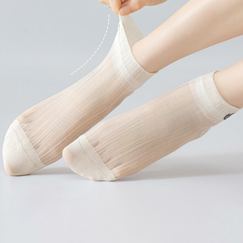 Sheer Rose Embroidered Ankle Socks(5 Pairs) - image 2