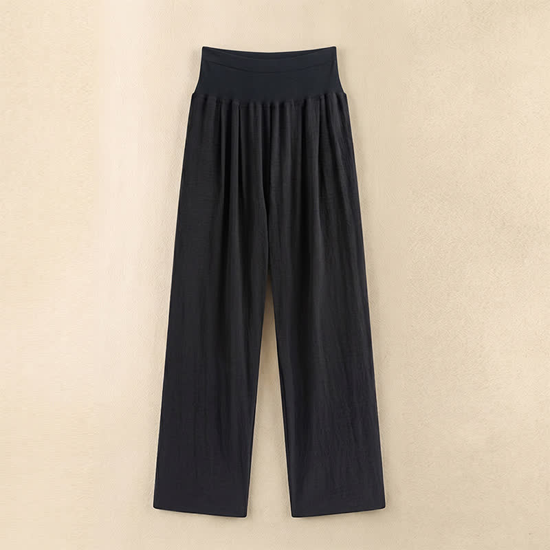High Waist Draped Wide Leg Pants - Black - XL - image 2