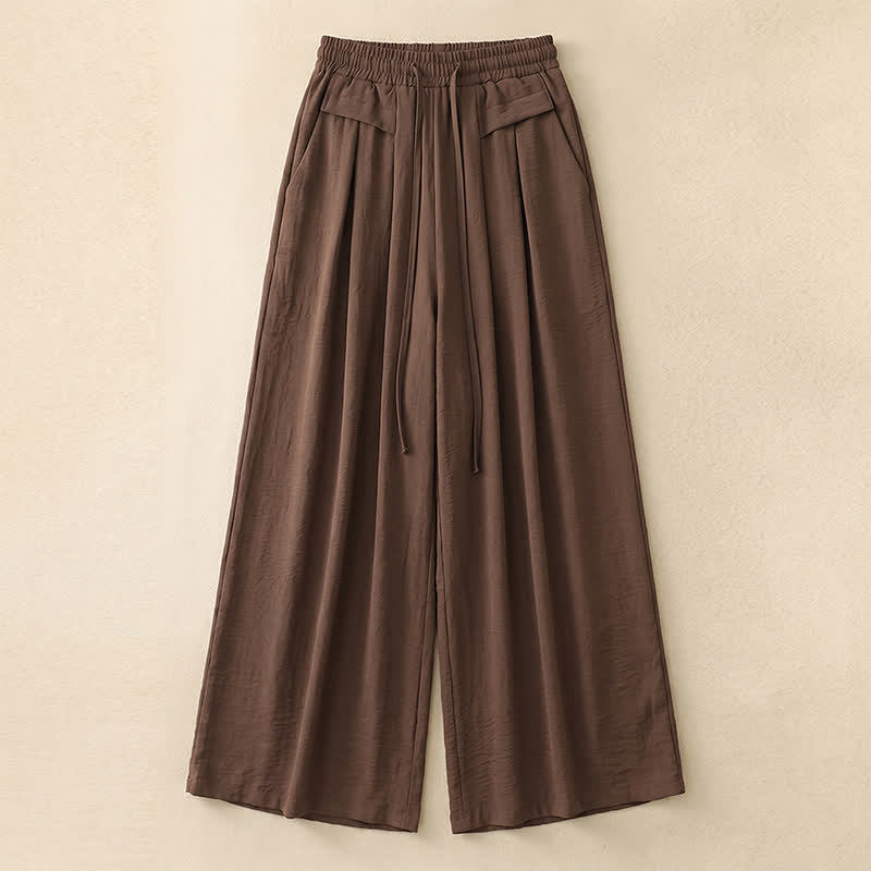 Soft Stretch Wide Leg Casual Pants - Coffee - 5XL - image 1