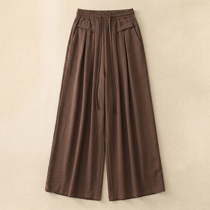 Soft Stretch Wide Leg Casual Pants - Coffee - 5XL - image 1