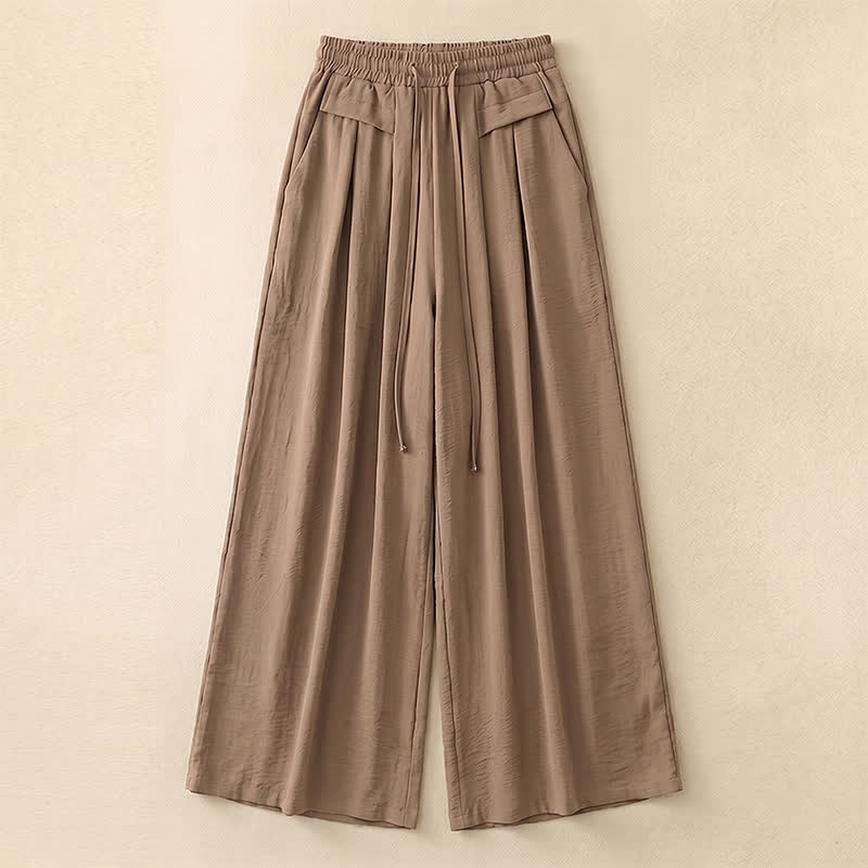 Soft Stretch Wide Leg Casual Pants - Khaki - 5XL - image 0