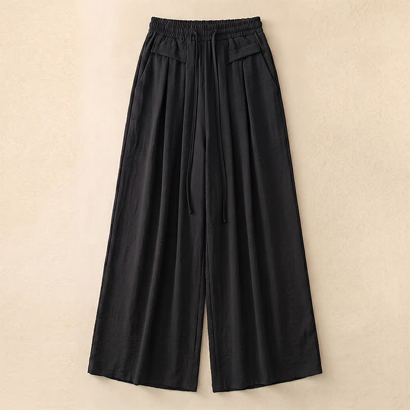 Soft Stretch Wide Leg Casual Pants - Black - 5XL - image 2