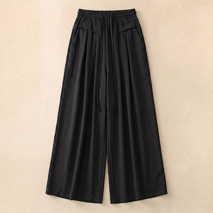 Soft Stretch Wide Leg Casual Pants - Black - 5XL - image 2