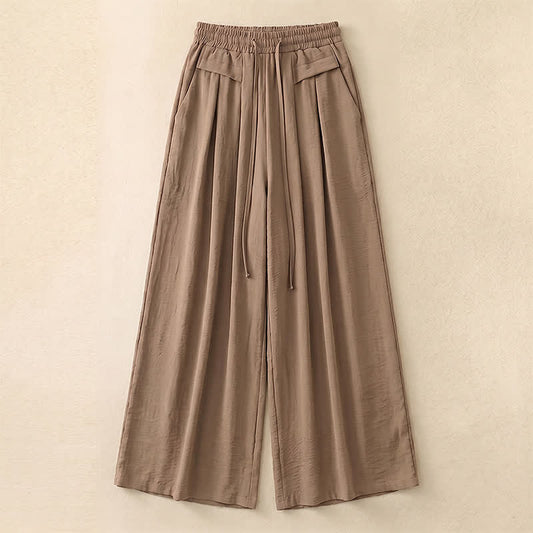 Soft Stretch Wide Leg Casual Pants - Khaki - 5XL - image 0