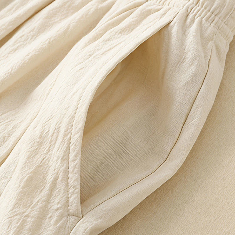 Adjustable Drawstring Elastic Waist Wide Leg Pants - image 5
