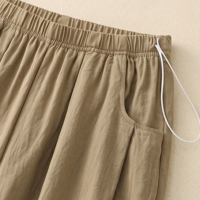 Adjustable Drawstring Elastic Waist Wide Leg Pants - image 2