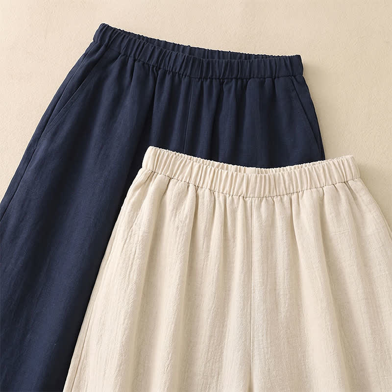 Drawstring Wide Leg Casual Linen-Blend Pants - image 4