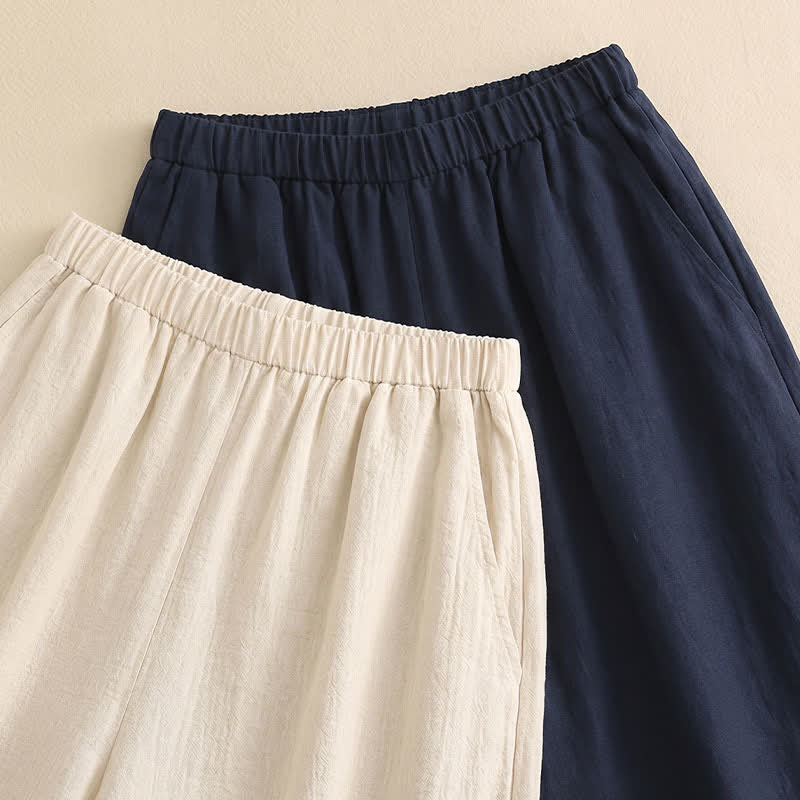 Drawstring Wide Leg Casual Linen-Blend Pants - image 5