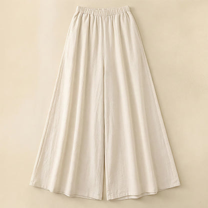 Drawstring Wide Leg Casual Linen-Blend Pants - Beige - 4XL - image 1