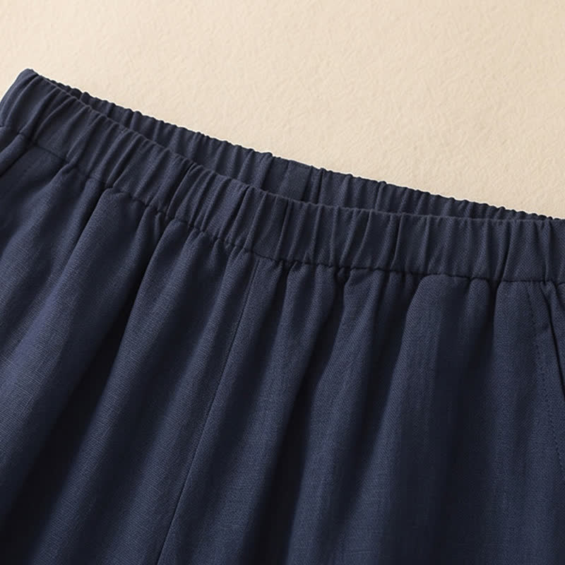 Drawstring Wide Leg Casual Linen-Blend Pants - image 3