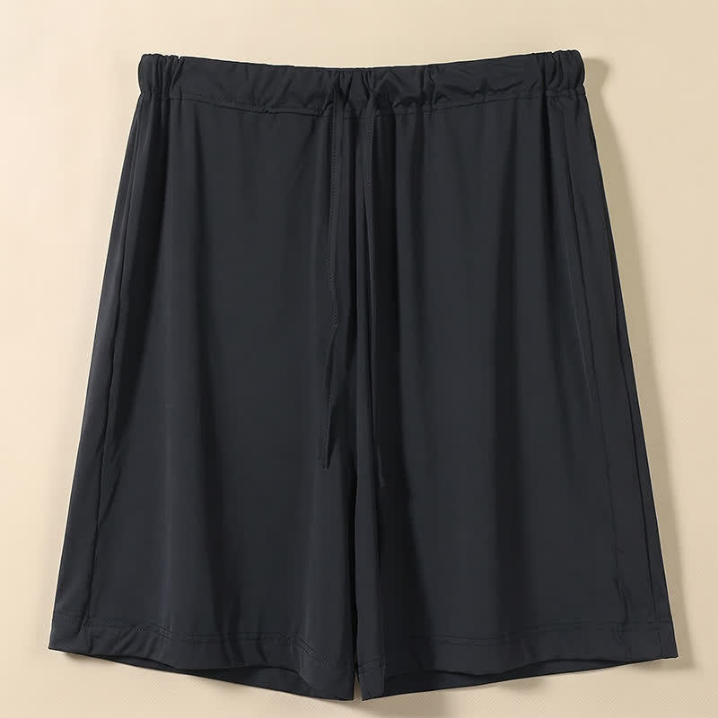 Ice Silk Drawstring Lounge Shorts - Black - 2XL - image 3