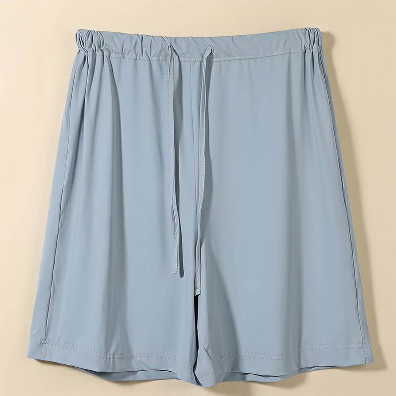 Ice Silk Drawstring Lounge Shorts - Blue - 2XL - image 5