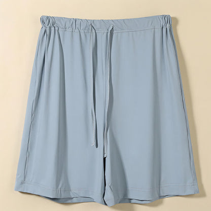 Ice Silk Drawstring Lounge Shorts - Blue - 2XL - image 5