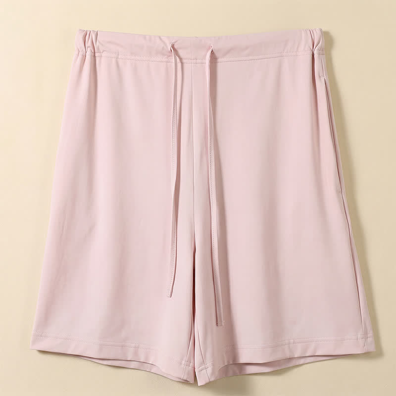Ice Silk Drawstring Lounge Shorts - Pink - 2XL - image 0
