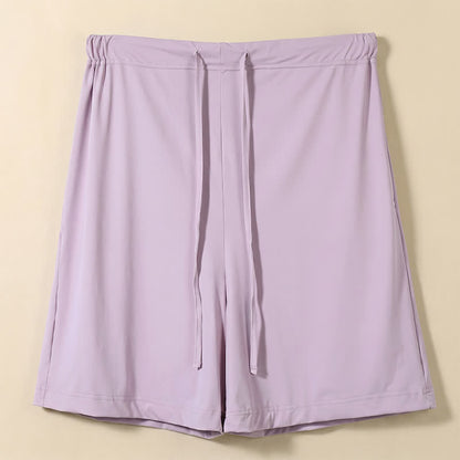 Ice Silk Drawstring Lounge Shorts - Purple - 2XL - image 2