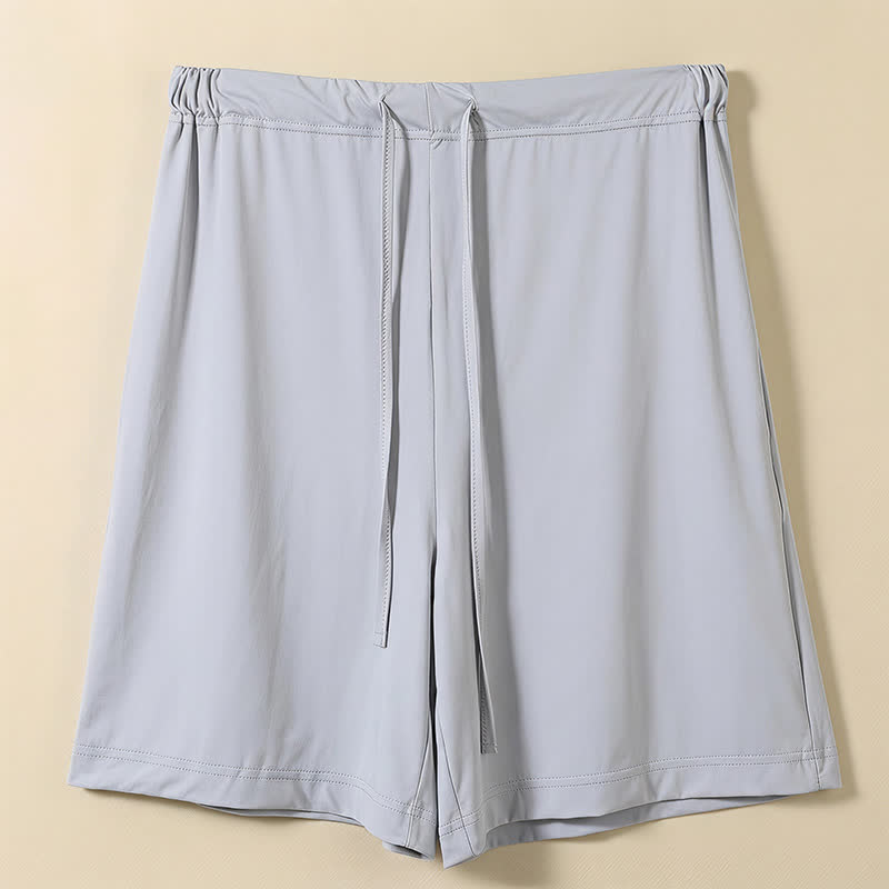 Ice Silk Drawstring Lounge Shorts - Grey - 2XL - image 4