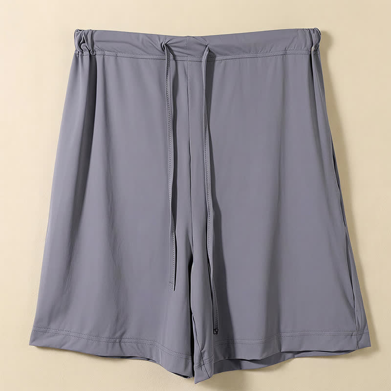 Ice Silk Drawstring Lounge Shorts - Dark Grey - 2XL - image 1