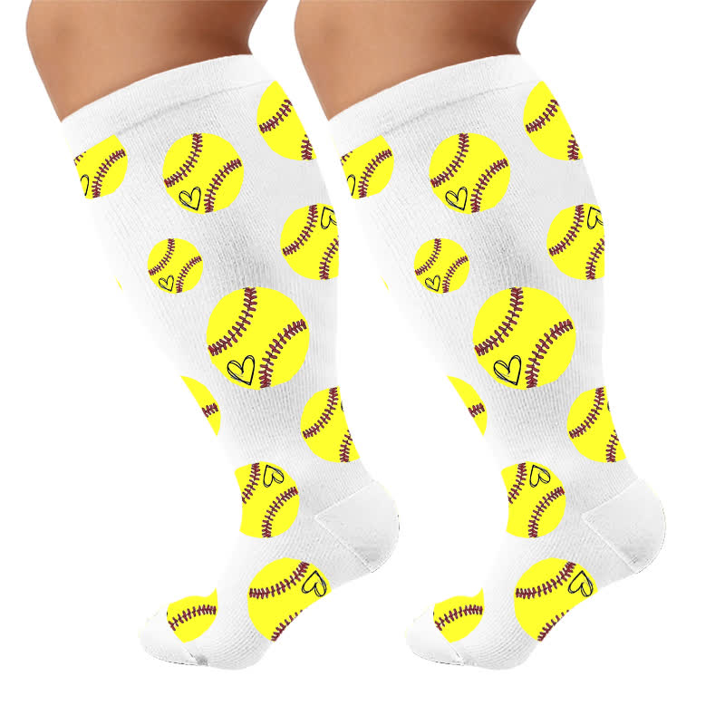 Plus Size Baseball Bow Ribbed Compression Socks - image 9