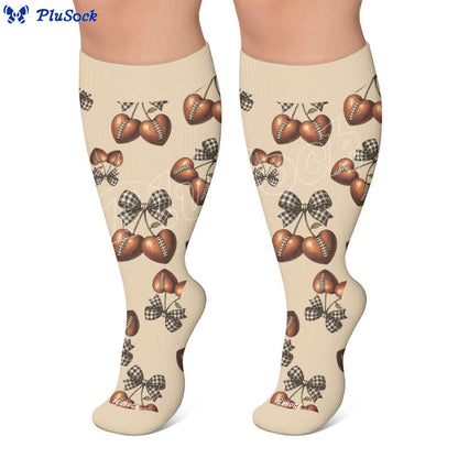 Plus Size Baseball Bow Ribbed Compression Socks - image 7