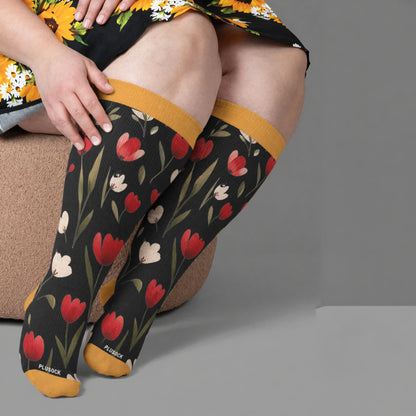 Plus Size Strawberry Vine Compression Socks - Yellow(1 Pair) - 4XL - image 2