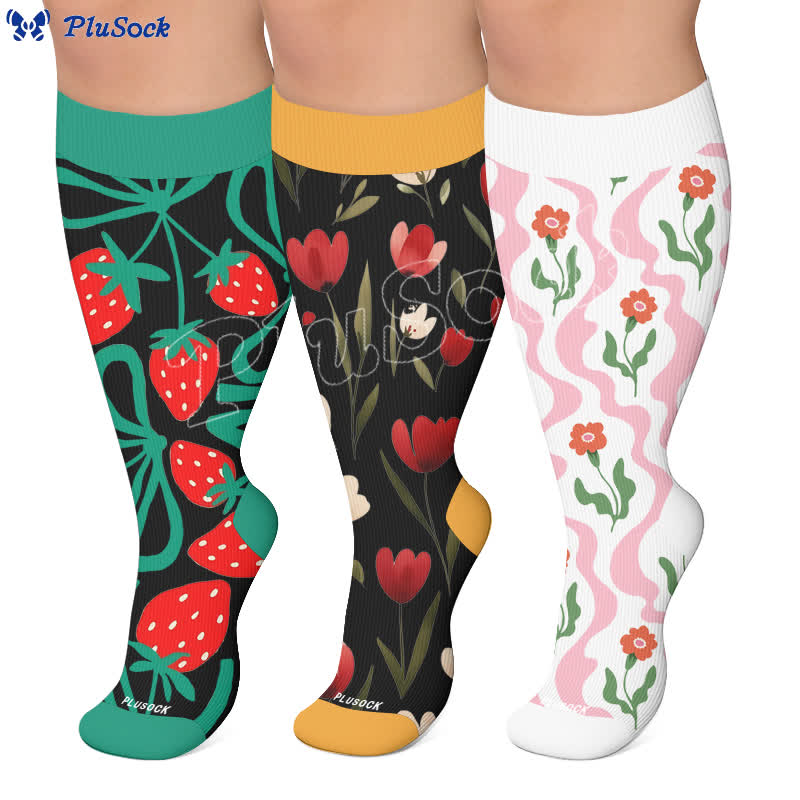 Plus Size Strawberry Vine Compression Socks - image 0