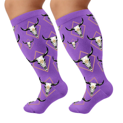 Plus Size Western Bull Skull Compression Socks - image 7