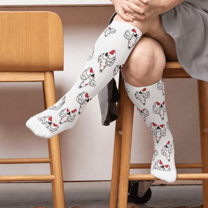 Plus Size Western Bull Skull Compression Socks - White(1 Pair) - 4XL - image 1