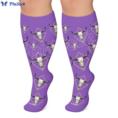Plus Size Western Bull Skull Compression Socks - image 10
