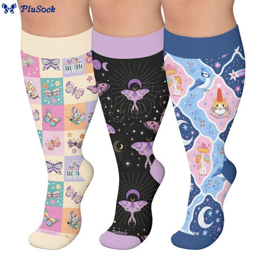 Plus Size Pastel Butterfly Compression Socks - image 0