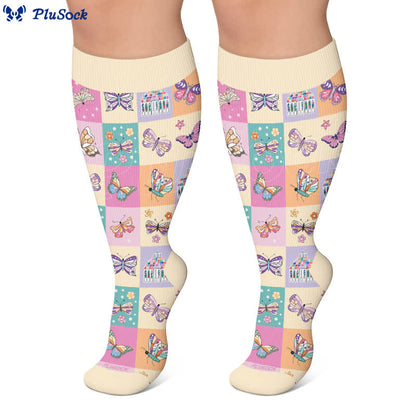 Plus Size Pastel Butterfly Compression Socks - image 5