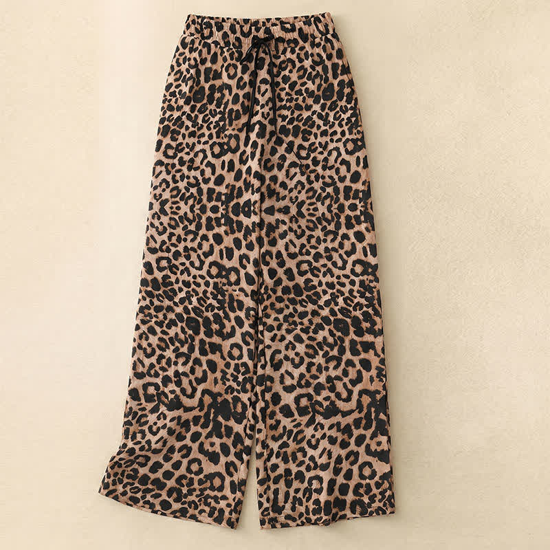Heather Wide Leg Lounge Pants - Coffee Leopard - 5XL - image 5
