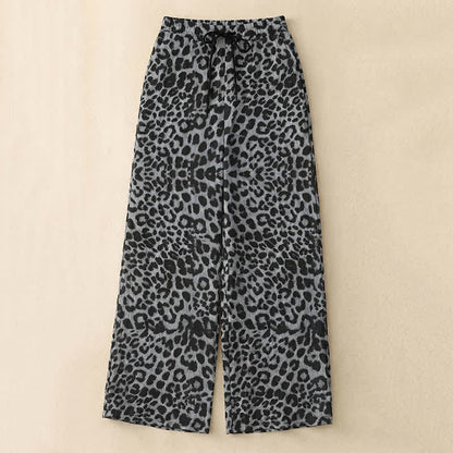 Heather Wide Leg Lounge Pants - Leopard Grey - 5XL - image 0