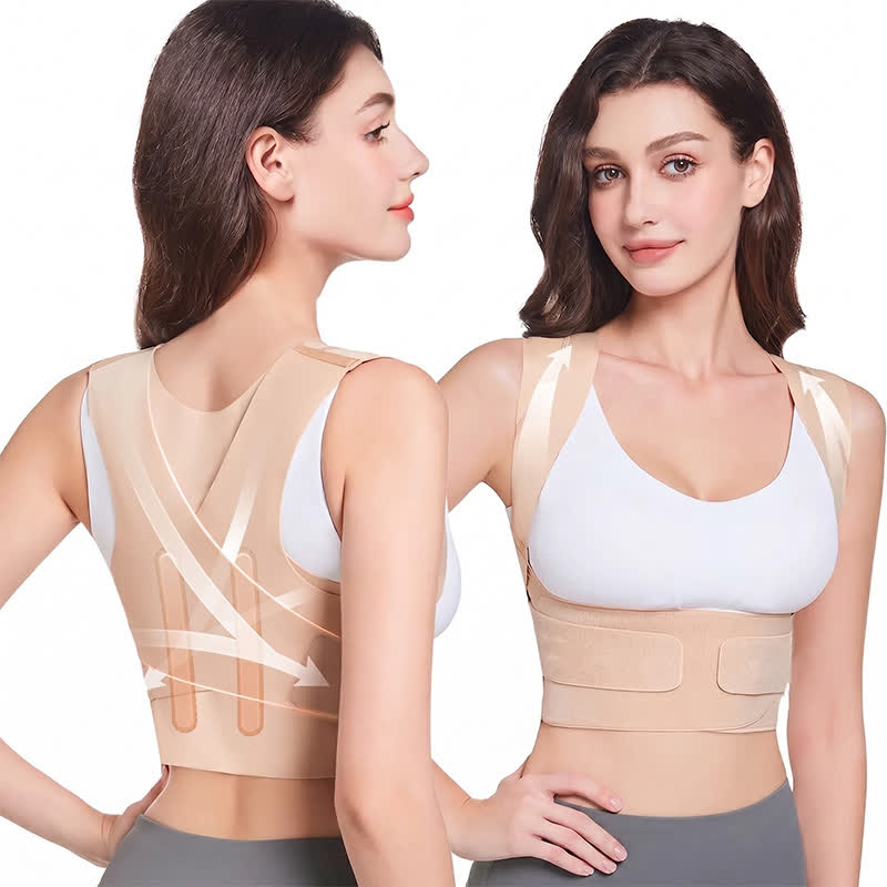Open Bust Cross Back Posture Corrector Brace - Nude - L - image 0