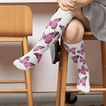 Plus Size Sweet Butterfly Compression Socks - White(1 Pair) - 4XL - image 1