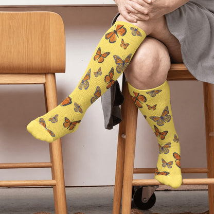 Plus Size Sweet Butterfly Compression Socks - Yellow(1 Pair) - 4XL - image 2
