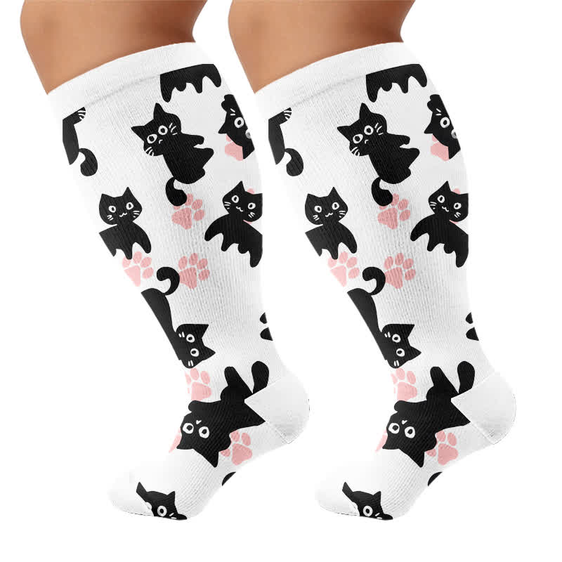 Plus Size White Cat Paw Compression Socks - image 8
