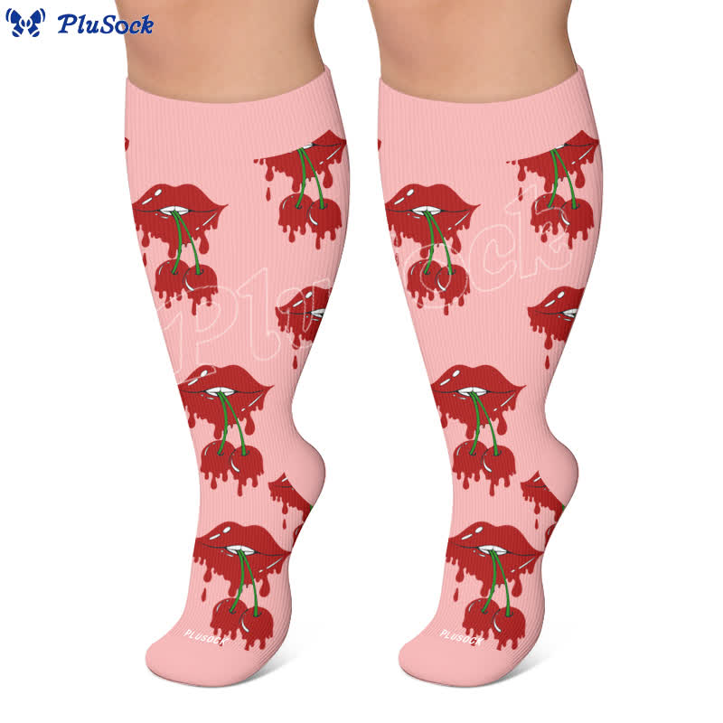 Plus Size Dripping Lips Compression Socks - image 5