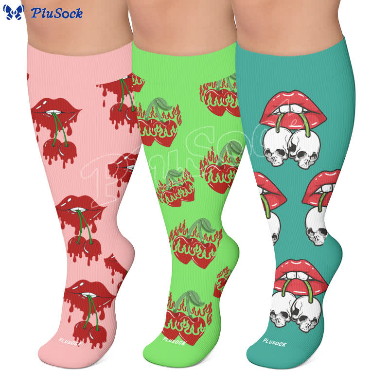 Plus Size Dripping Lips Compression Socks - image 0