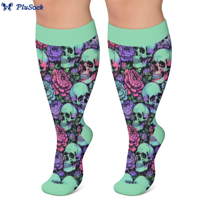 Plus Size Blue Skull Compression Socks - image 5