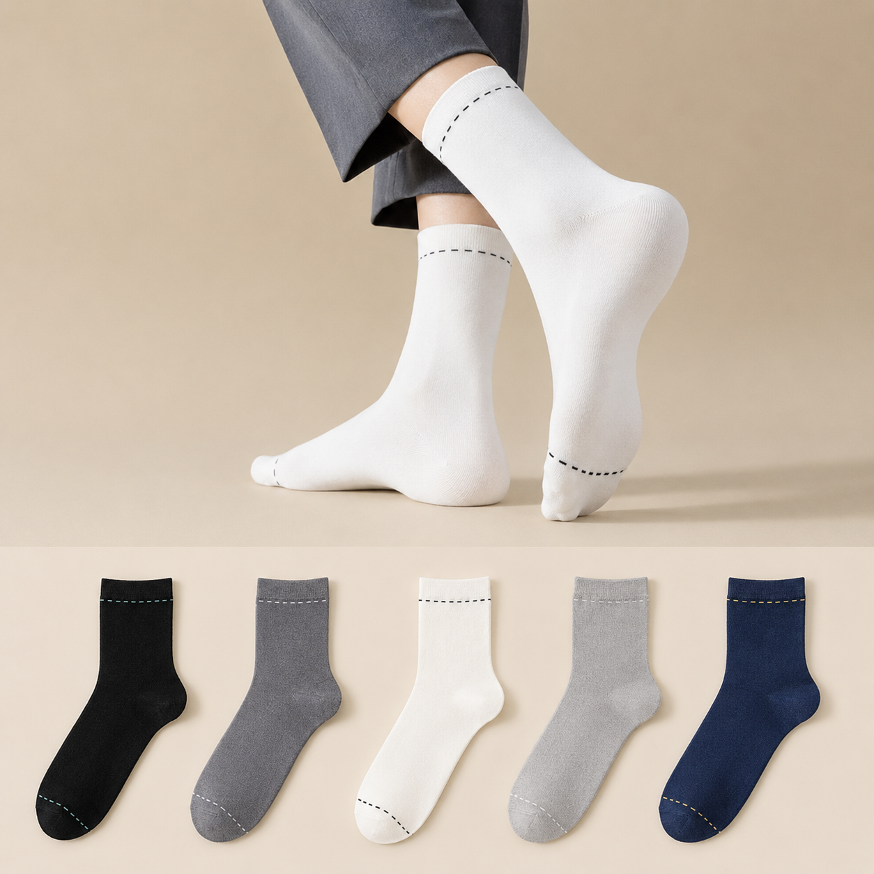 Breathable Quarter Socks(3 Pairs) - image 0