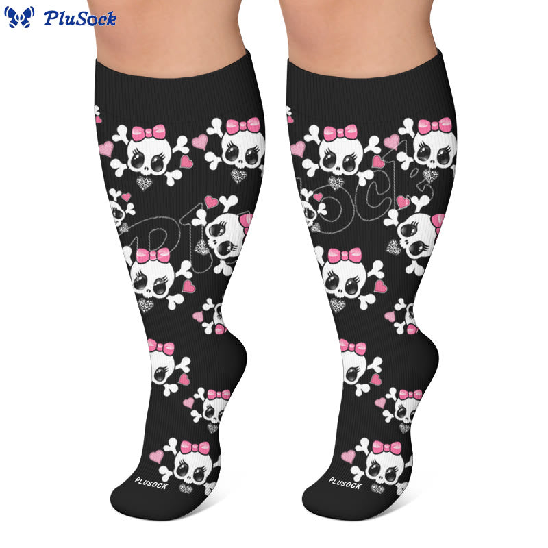 Plus Size Kawaii Skull Bow Compression Socks - image 7