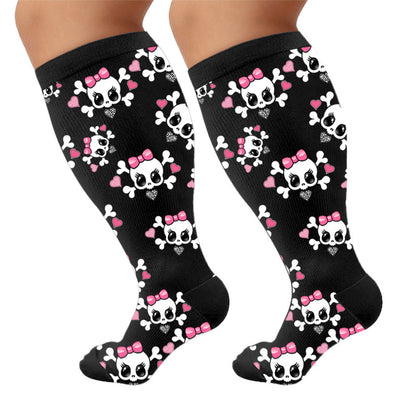 Plus Size Kawaii Skull Bow Compression Socks - image 10